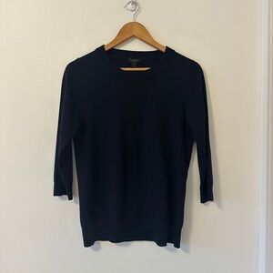 J.Crew Merino Wool 3/4 Sleeve Crewneck Sweater in Navy | Small
